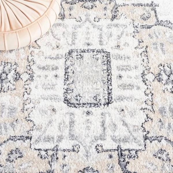 Safavieh Layla Ivory Grey / Charcoal LAY111 6 ft. 7 in. X 6 ft. 7 in. Round Rug