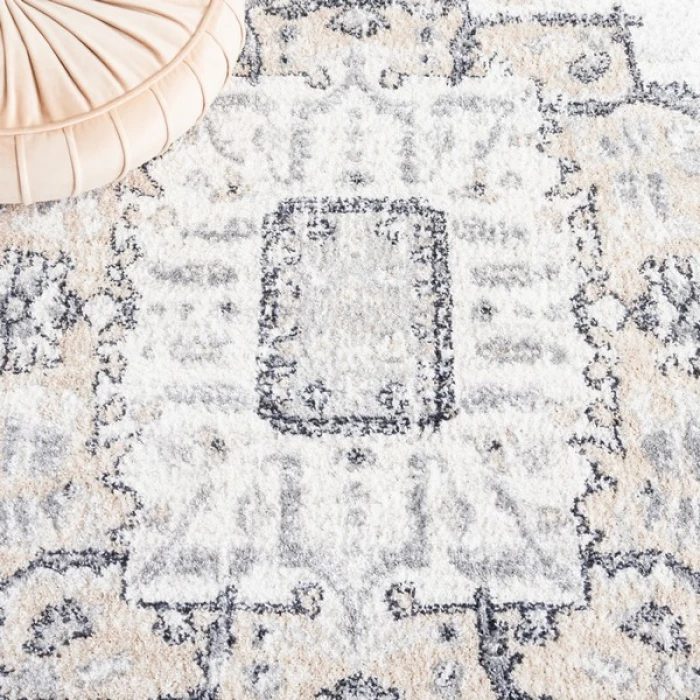 Safavieh Layla Ivory Grey / Charcoal LAY111 6 ft. 7 in. X 6 ft. 7 in. Round Rug