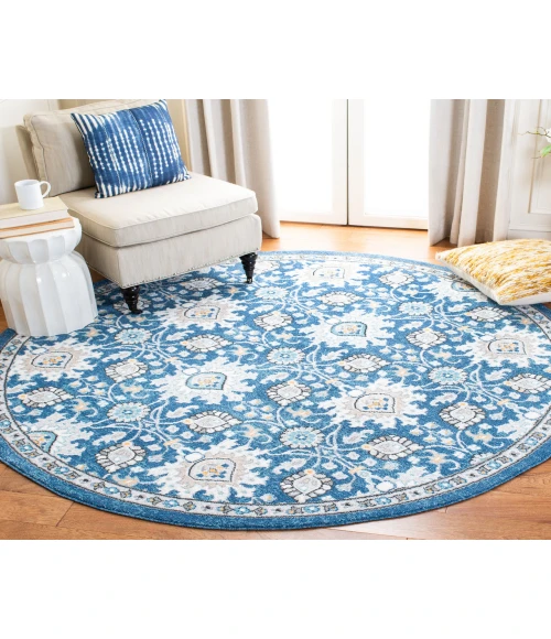 Safavieh Liberty  Dark Blue / Ivory LIB742 6 ft. 7 in. X 6 ft. 7 in. Round Rug