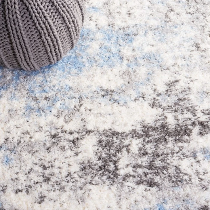 Safavieh Lindsay Shag Grey / Blue Ivory LNS556 6 ft. 7 in. X 6 ft. 7 in. Round Rug