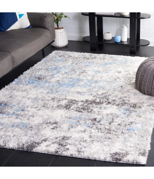 Safavieh Lindsay Shag Grey / Blue Ivory LNS556 8 ft. X 10 ft. Rectangle Rug