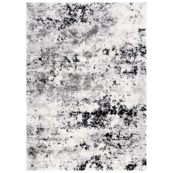 Safavieh Lindsay Shag Grey / Black Ivory LNS556 9 ft. X 12 ft. Rectangle Rug