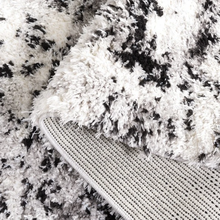 Safavieh Lindsay Shag Grey / Black Ivory LNS556 2 ft. 2 in. X 8 ft. Runner Rug