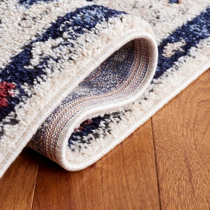 Safavieh Luna Beige / Navy LUN100 6 ft. 7 in. X 6 ft. 7 in. Round Rug