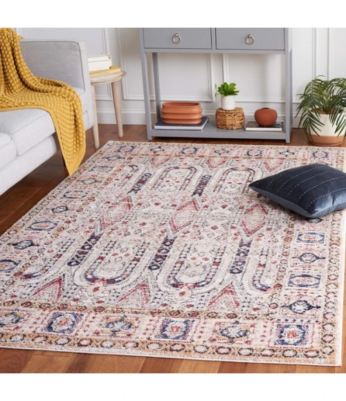 Safavieh Luna Beige / Blue Rust LUN101 5 ft. 3 in. X 7 ft. 6 in. Rectangle Rug
