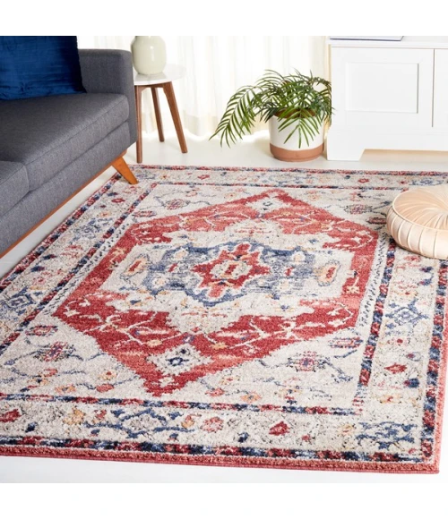 Safavieh Luna Beige / Blue Rust LUN102 5 ft. 3 in. X 7 ft. 6 in. Rectangle Rug