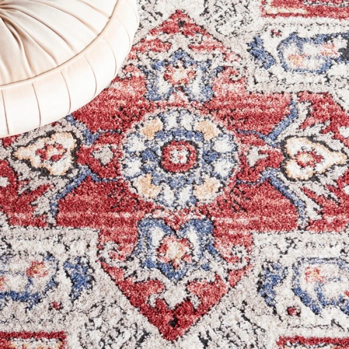 Safavieh Luna Beige / Blue Rust LUN105 6 ft. 7 in. X 6 ft. 7 in. Round Rug