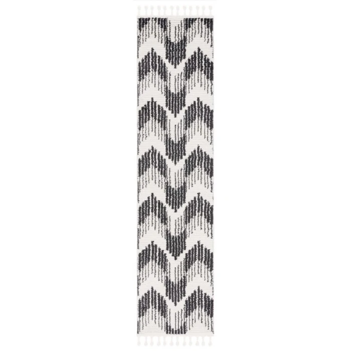 Safavieh Moroccan Tassel Ivory / Black MRT101 2 ft. 2 in. X 9 ft. Runner Rug