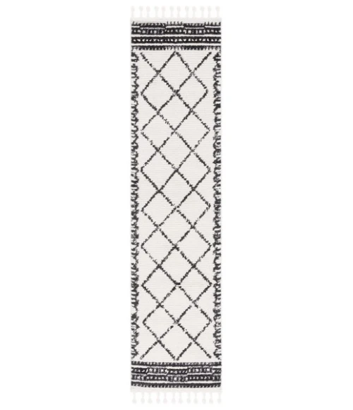 Safavieh Moroccan Tassel Ivory / Black MRT103 2 ft. 2 in. X 9 ft. Runner Rug