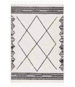 Safavieh Moroccan Tassel Ivory / Black MRT103 4 ft. 5 in. X 6 ft. 5 in. Rectangle Rug