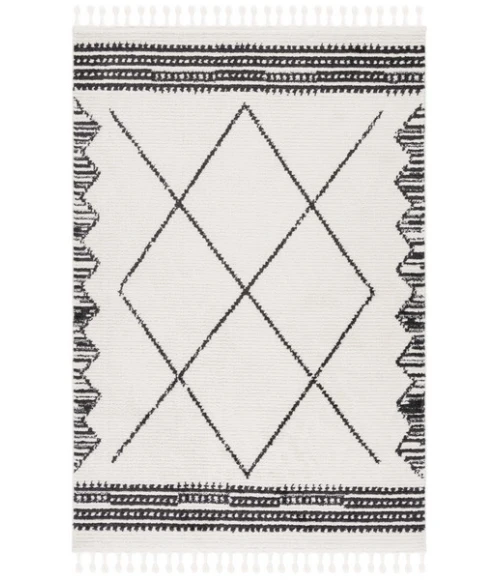 Safavieh Moroccan Tassel Ivory / Black MRT103 4 ft. 5 in. X 6 ft. 5 in. Rectangle Rug