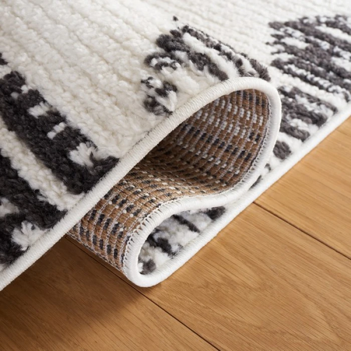 Safavieh Moroccan Tassel Ivory / Black MRT103 6 ft. 7 in. X 6 ft. 7 in. Round Rug