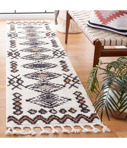 Safavieh Moroccan Tassel Ivory / Orange MRT105 2 ft. 2 in. X 9 ft. Runner Rug