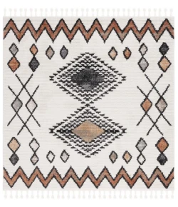 Safavieh Moroccan Tassel Ivory / Orange MRT105 6 ft. 7 in. X 6 ft. 7 in. Square Rug