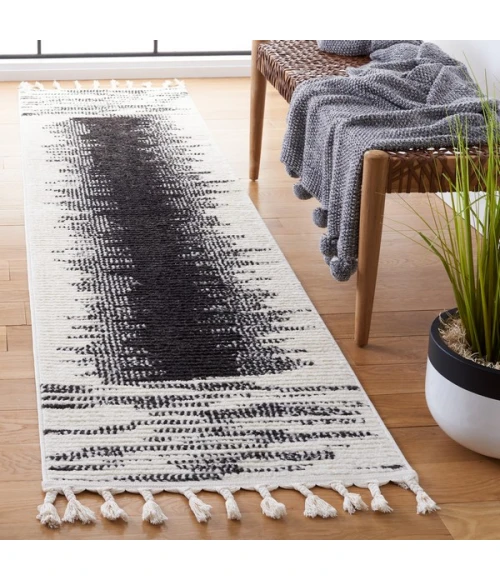 Safavieh Moroccan Tassel Ivory / Black MRT107 2 ft. 2 in. X 9 ft. Runner Rug