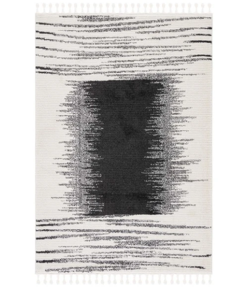 Safavieh Moroccan Tassel Ivory / Black MRT107 4 ft. 5 in. X 6 ft. 5 in. Rectangle Rug