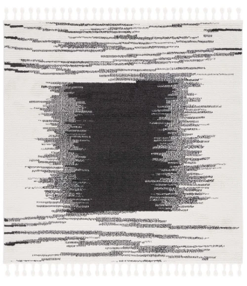 Safavieh Moroccan Tassel Ivory / Black MRT107 6 ft. 7 in. X 6 ft. 7 in. Round Rug