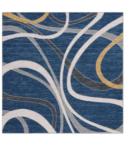 Safavieh Odyssey Blue / Gold Ivory ODY812 6 ft. 7 in. X 6 ft. 7 in. Square Rug