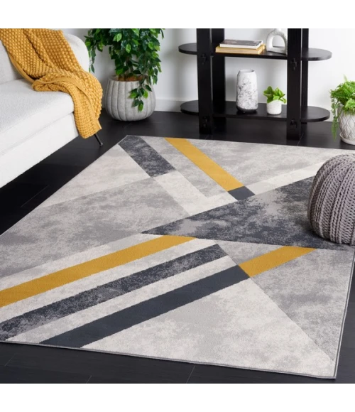 Safavieh Odyssey Grey / Gold Black ODY820 4 ft. X 6 ft. Rectangle Rug