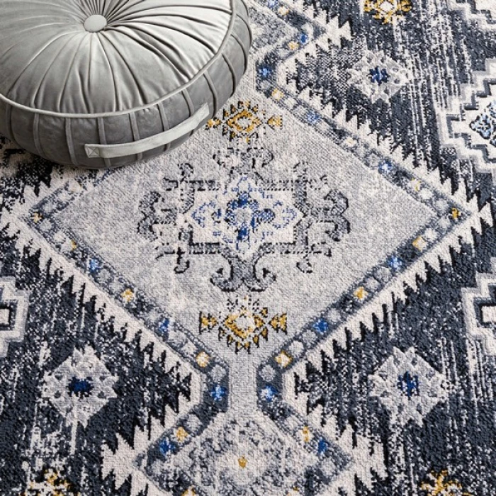 Safavieh Odyssey Dark Grey / Blue Gold ODY858 4 ft. X 6 ft. Rectangle Rug