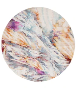 Safavieh Rainbow Blue / Gold RBW652 6 ft. 7 in. X 6 ft. 7 in. Round Rug