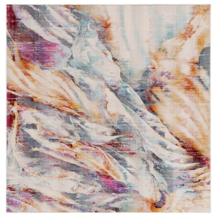 Safavieh Rainbow Blue / Gold RBW652 6 ft. 7 in. X 6 ft. 7 in. Square Rug