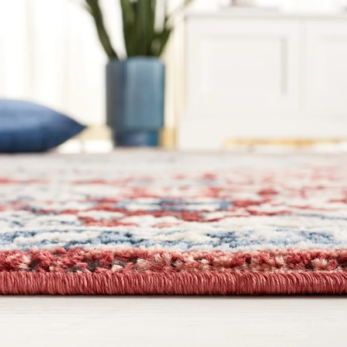 Safavieh Rosewood Ivory / Red ROW104 6 ft. 7 in. X 6 ft. 7 in. Round Rug