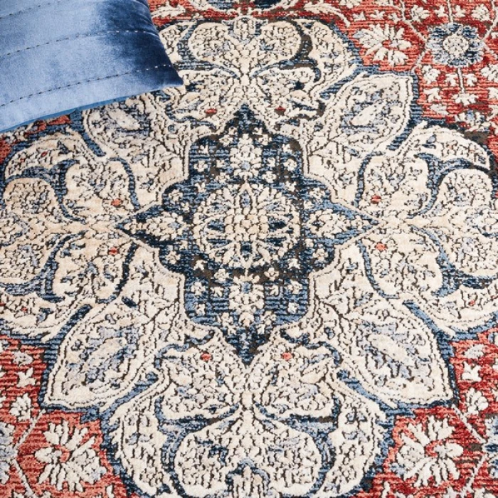 Safavieh Rosewood Ivory / Red ROW104 6 ft. 7 in. X 6 ft. 7 in. Round Rug