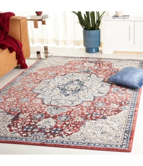 Safavieh Rosewood Ivory / Red ROW104 5 ft. 3 in. X 7 ft. 6 in. Rectangle Rug