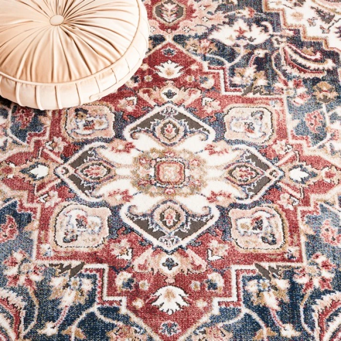 Safavieh Rosewood Ivory / Red ROW112 6 ft. 7 in. X 6 ft. 7 in. Round Rug