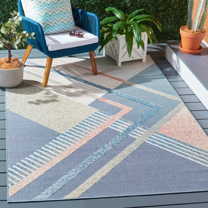 Safavieh Sarasota Blue / Light Green SAR102 6 ft. 7 in. X 6 ft. 7 in. Square Rug