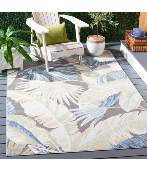 Safavieh Sarasota Light Green / Navy SAR106 4 ft. 5 in. X 6 ft. 5 in. Rectangle Rug
