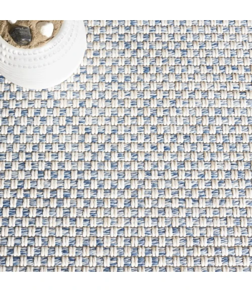 Safavieh Sisal All-Weather Blue / Ivory SAW460 6 ft. 7 in. X 6 ft. 7 in. Square Rug