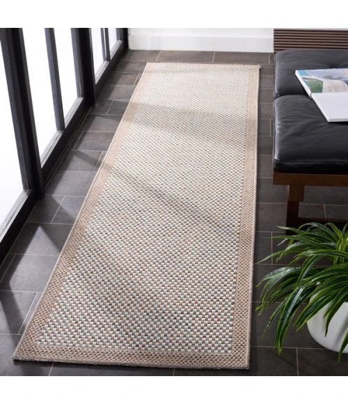 Safavieh Sisal All-Weather Ivory / Aqua Orange SAW644 5 ft. 3 in. X 7 ft. 6 in. Rectangle Rug