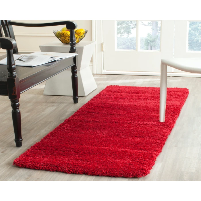 Safavieh Milan Shag Red SG180 2 ft. X 12 ft. Runner Rug