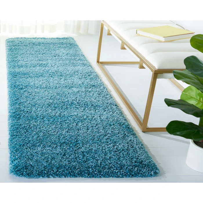 Safavieh Milan Shag Aqua Blue SG180 2 ft. X 14 ft. Runner Rug