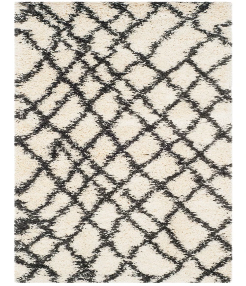 Safavieh Belize Shag SGB484 Ivory / Charcoal 2'-3" X 11' Runner Area Rug