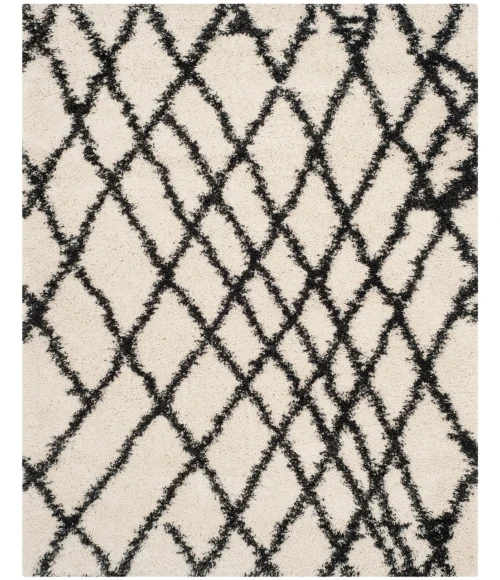 Safavieh Belize Shag SGB484 Ivory / Charcoal 4' X 6' Rectangle Area Rug