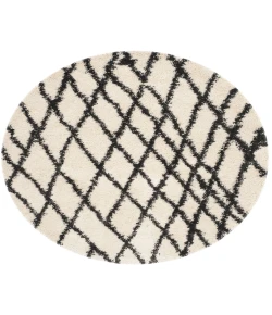 Safavieh Belize Shag SGB484 Ivory / Charcoal 6'-7" X 6'-7" Round Area Rug