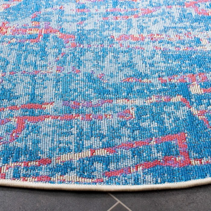 Safavieh Summer Blue / Red SMR408 6 ft. 7 in. X 6 ft. 7 in. Square Rug