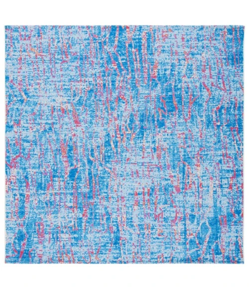 Safavieh Summer Blue / Red SMR408 6 ft. 7 in. X 6 ft. 7 in. Square Rug