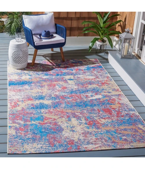 Safavieh Summer Blue / Red SMR409 4 ft. X 6 ft. Rectangle Rug