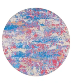Safavieh Summer Blue / Red SMR409 6 ft. 7 in. X 6 ft. 7 in. Round Rug