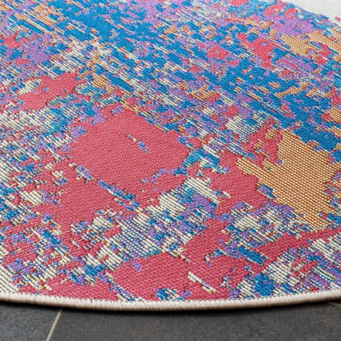 Safavieh Summer Blue / Red SMR409 6 ft. 7 in. X 6 ft. 7 in. Square Rug