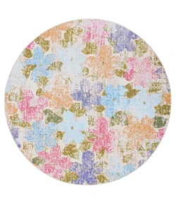 Safavieh Summer Blue / Pink SMR410 6 ft. 7 in. X 6 ft. 7 in. Round Rug