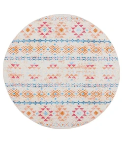 Safavieh Summer Ivory / Red SMR420 6 ft. 7 in. X 6 ft. 7 in. Round Rug