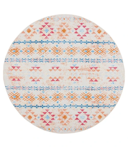 Safavieh Summer Ivory / Red SMR420 6 ft. 7 in. X 6 ft. 7 in. Round Rug