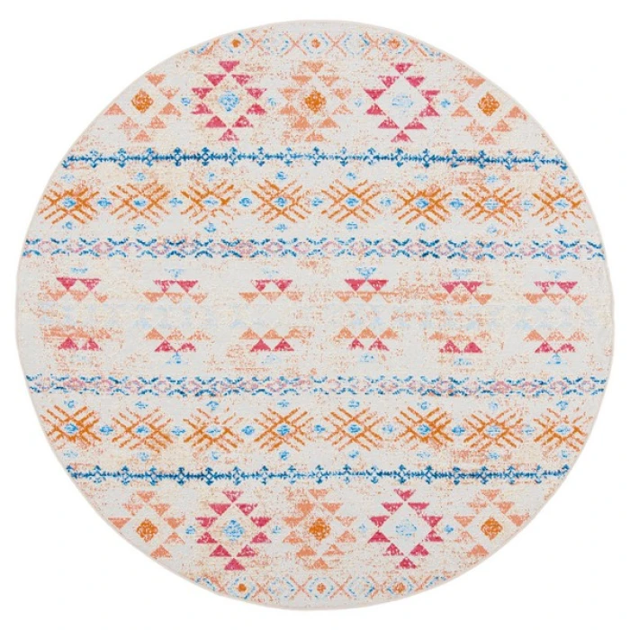 Safavieh Summer Ivory / Red SMR420 6 ft. 7 in. X 6 ft. 7 in. Round Rug