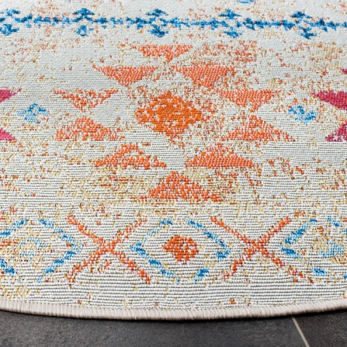 Safavieh Summer Ivory / Red SMR420 6 ft. 7 in. X 6 ft. 7 in. Round Rug