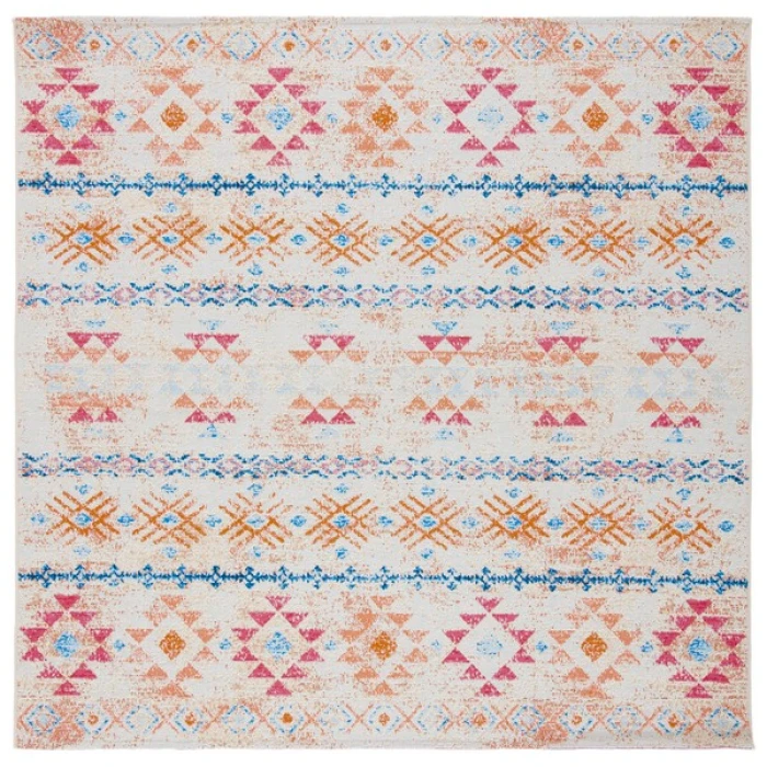 Safavieh Summer Ivory / Red SMR420 6 ft. 7 in. X 6 ft. 7 in. Square Rug